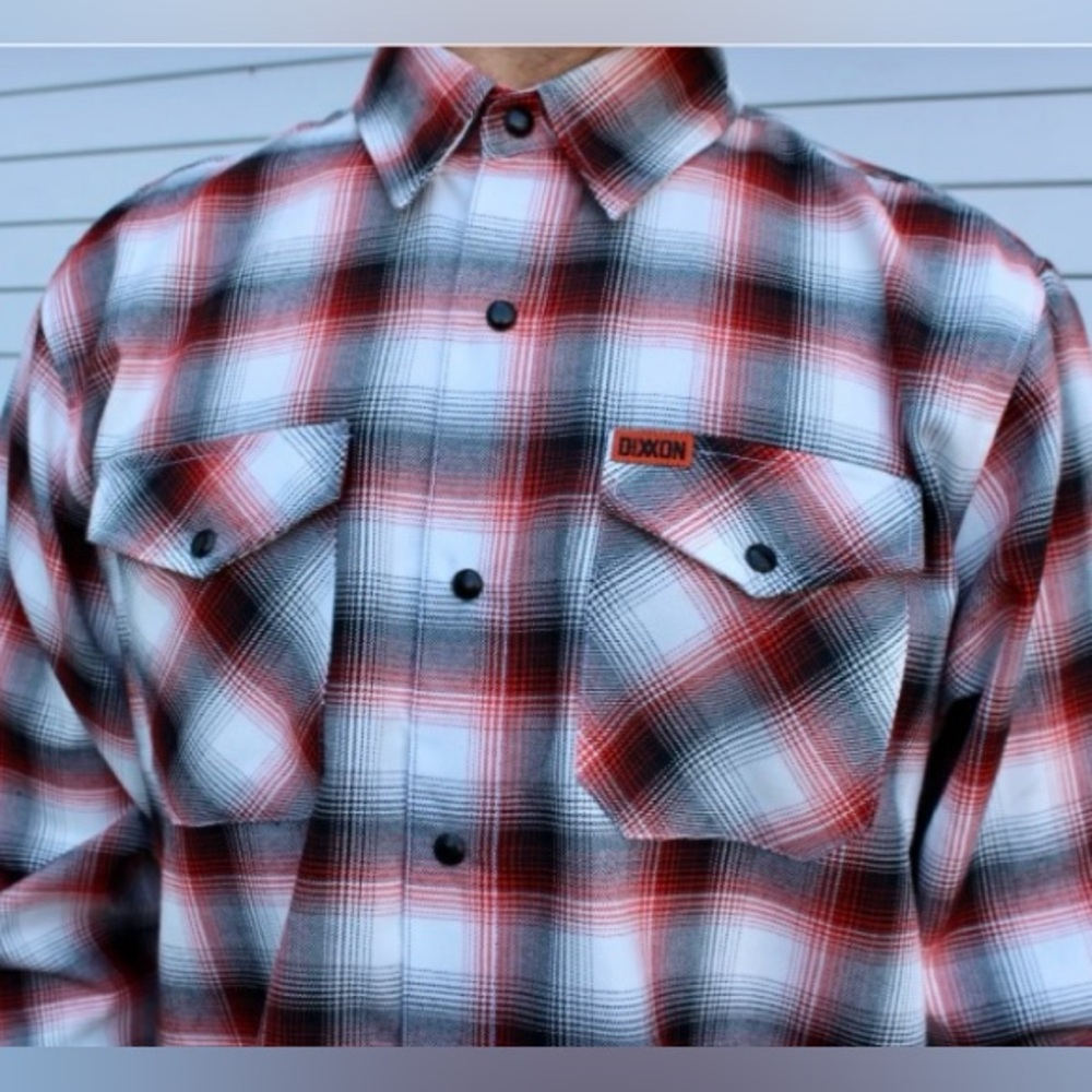 DIXXON MenPlaid Button Down Shirt - Red, Black, White - Picture 3 of 16